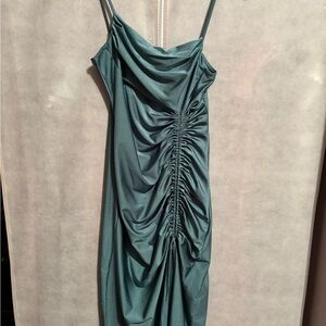 Elegant Teal Ruched Dress